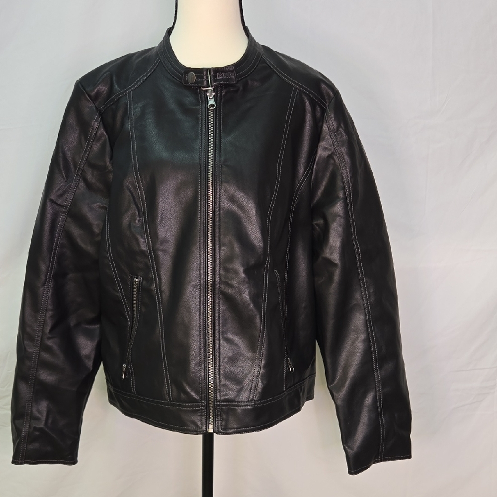Vera Wang Women's Black Leather Jacket XXL